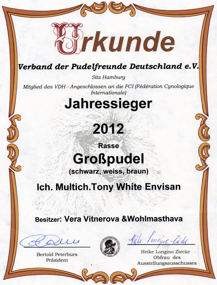 BIS Speciality VDP Pudelzuchtschau Baden-Baden - Jahressieger 2012